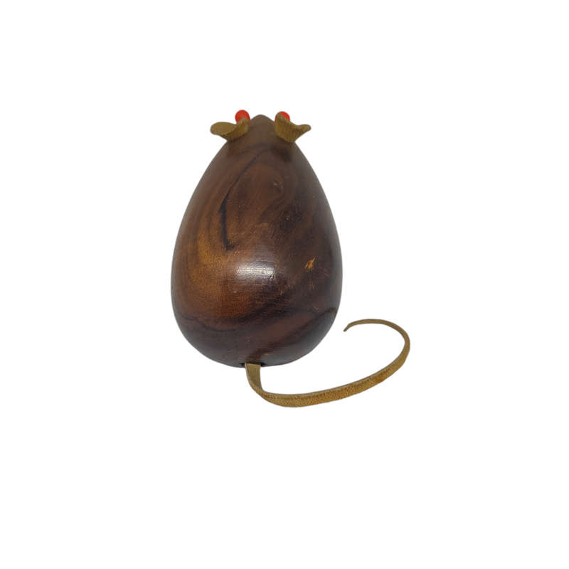 Vintage handmade wooden mouse ornament