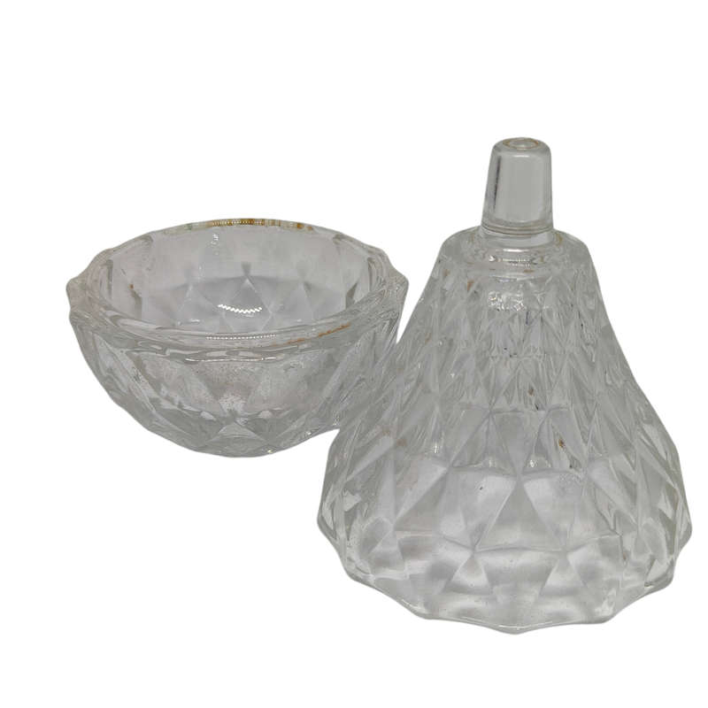 Cut glass pear shaped trinket holder - marked Italy