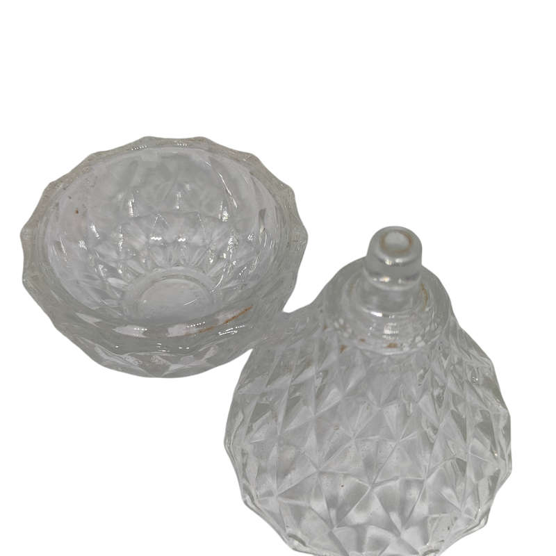 Cut glass pear shaped trinket holder - marked Italy