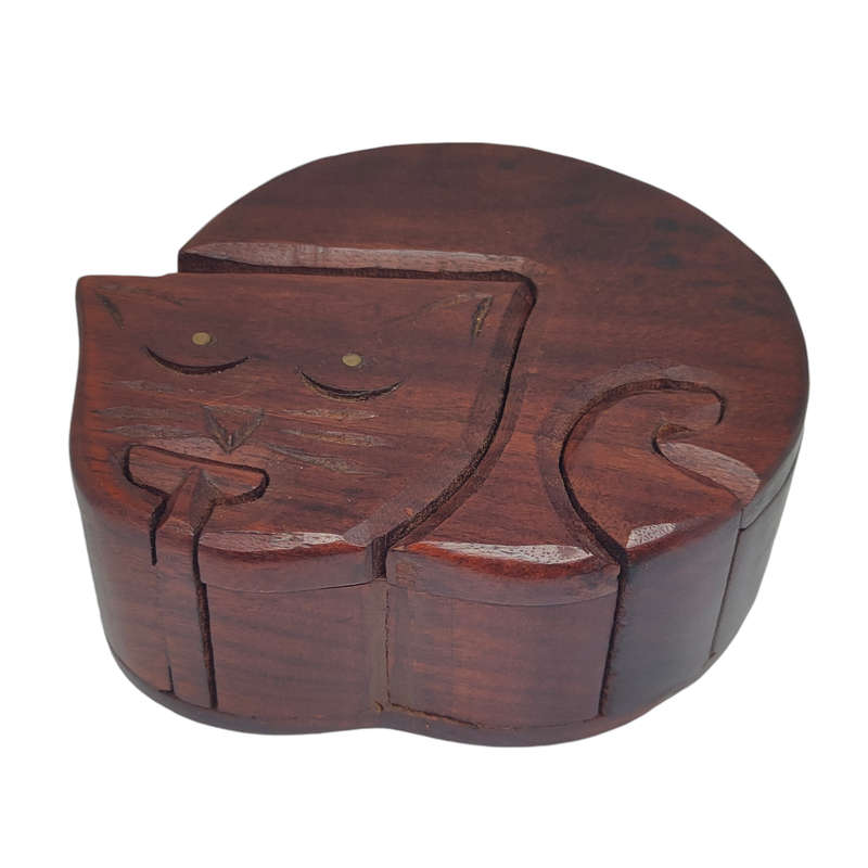 Unique wooden cat puzzle box / jewelry box