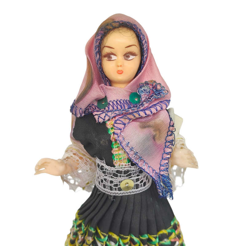 Vintage Greek souvenir doll with sleep eyes