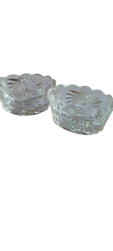 Two small glass trinket holders