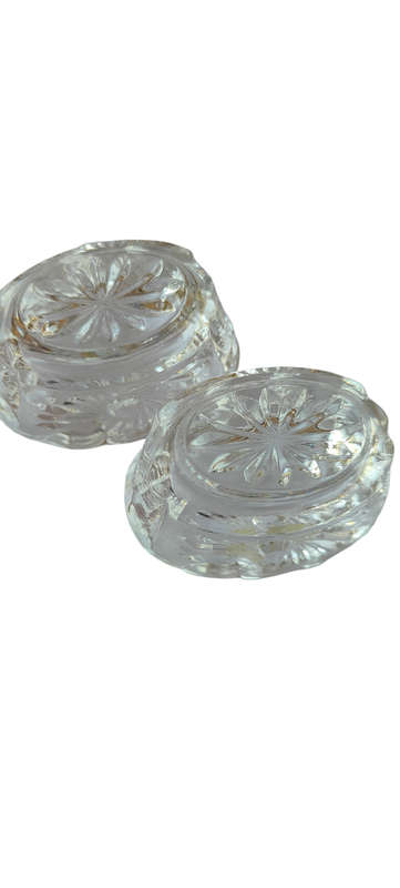 Two small glass trinket holders