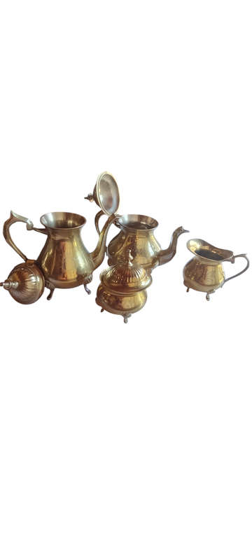 Silver plate coffee/tea set on tray