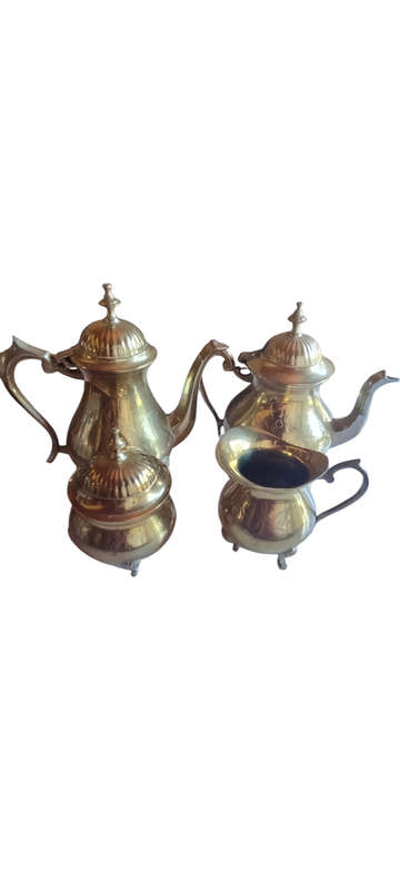 Silver plate coffee/tea set on tray