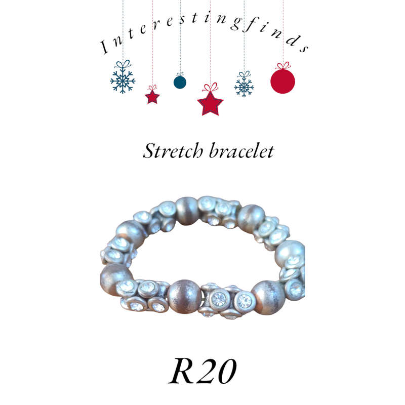 Stretch bracelet with silver colored beads