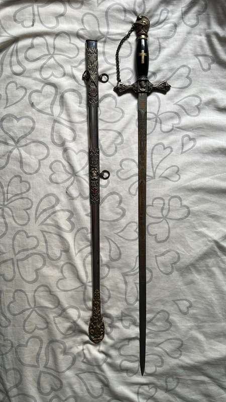 Antique (late 1800s) Masonic Knights Templar Sword and Scabbard