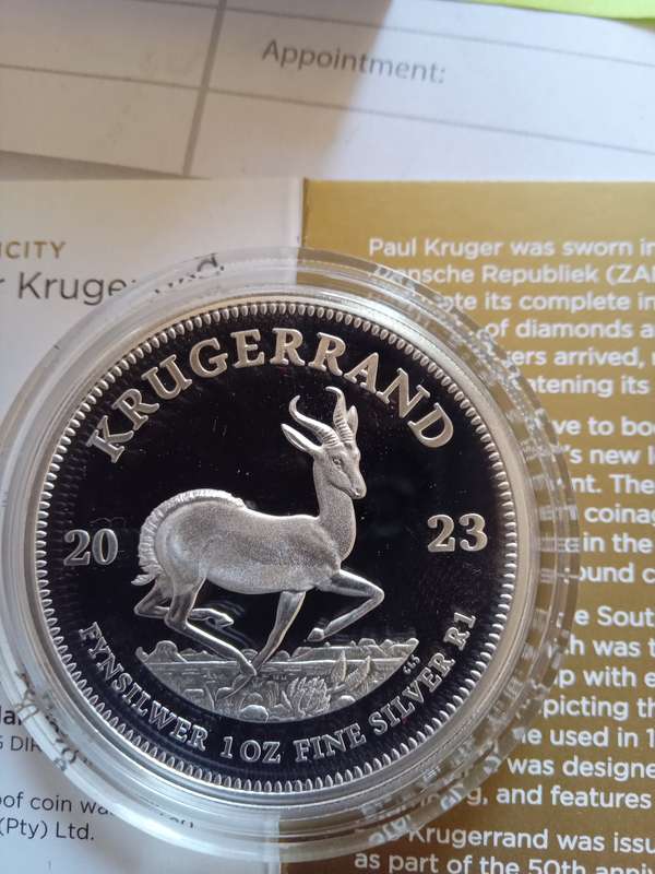 SOUTH AFRICA PROOF 2023 ONE OUNCE PURE SILVER KRUGERRAND