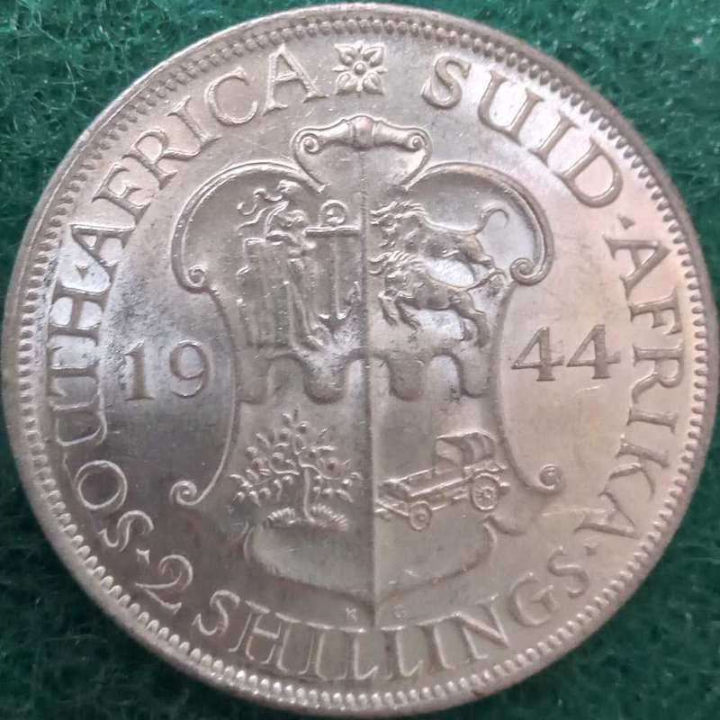 South African union 1944 2 shillings