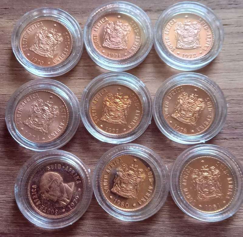SOUTH AFRICAN HALF CENTS NOT FOR BUSINESS STRIKE 1970 71 72 74 77 78 79 80 81