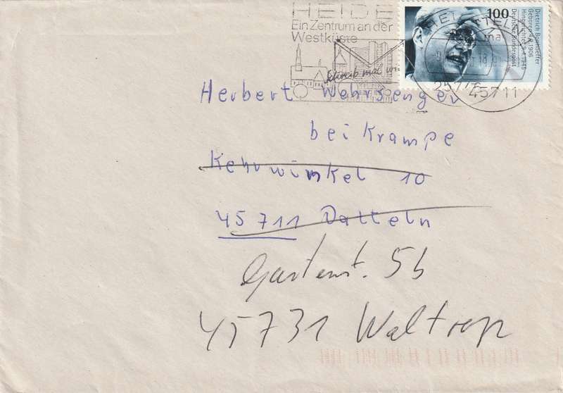 Germany Cover - 1995 - Dietrich Bonhoeffer Slogan Heide Ein Zentrum an der Westkuste