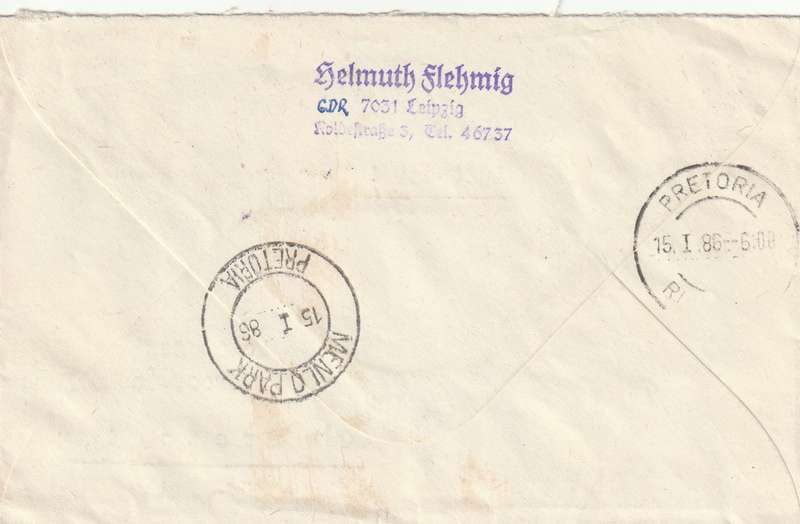 Germany DDR Cover Postal Stationery South Africa - 1986 - Reise und Transitland Helicopter Aviation