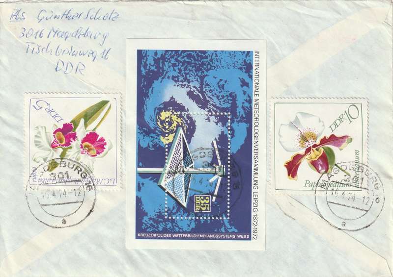 Germany DDR Registered Cover South Africa - 1972 1968 - International Meteorologist Congress Orchid