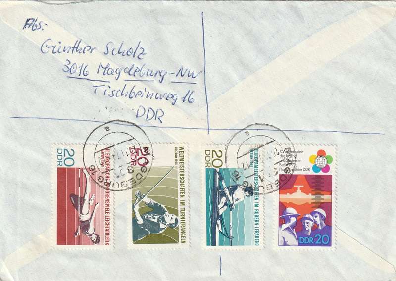 Germany DDR Registered Cover South Africa - 1968 1973 - International Youth and Student Games Sport