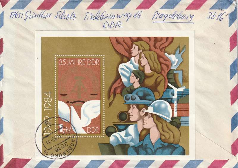 Germany DDR Registered Cover South Africa - 1984 1978 - Personalities 35th Anniversary of DDR