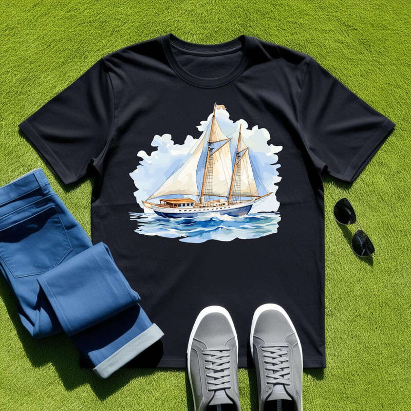 SAILBOAT SERENITY - Harbor Light - Unisex Crew Neck Tee