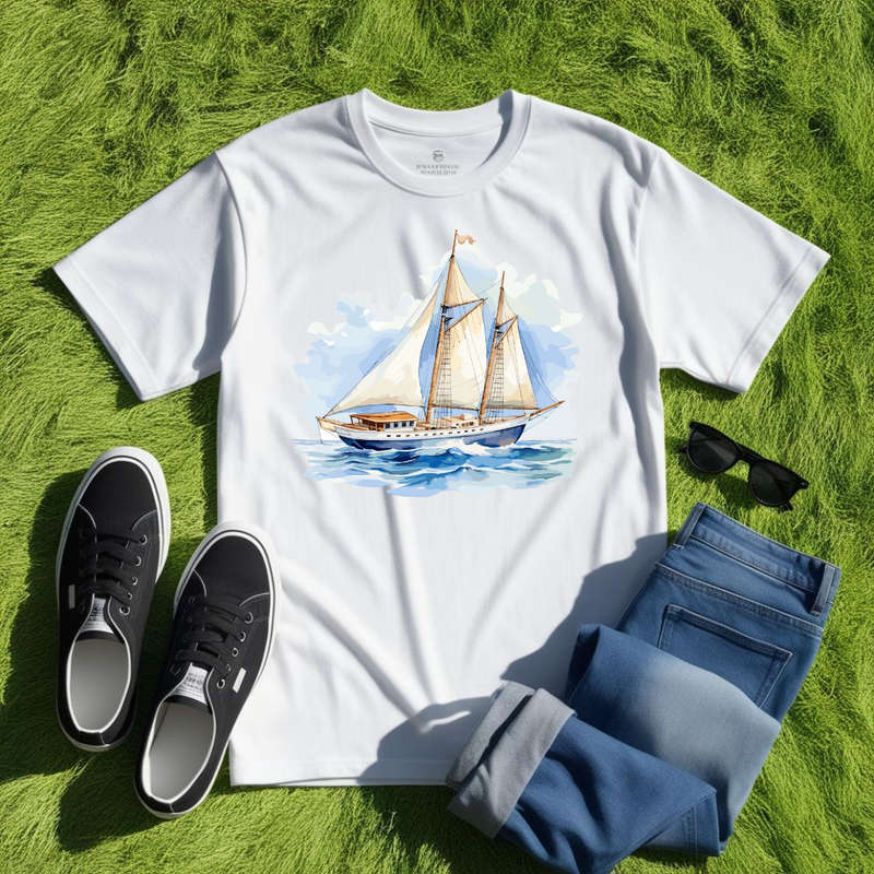 SAILBOAT SERENITY - Harbor Light - Unisex Crew Neck Tee