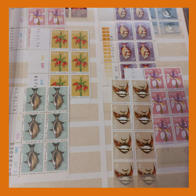 RSA 2nd Definitive (Flowers, Fish, Birds) 25 double-sided page album featuring control, arrow blocks