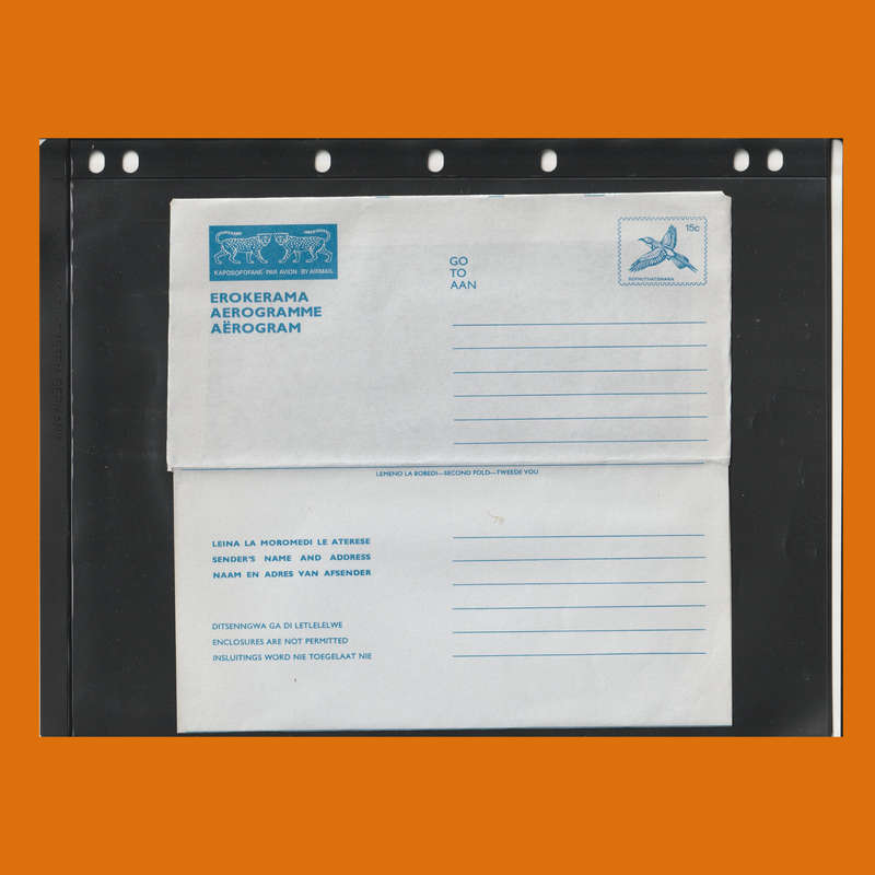 South Africa & Homelands Aerogramme and Telegram Stationery Album  Birds & Greetings Theme