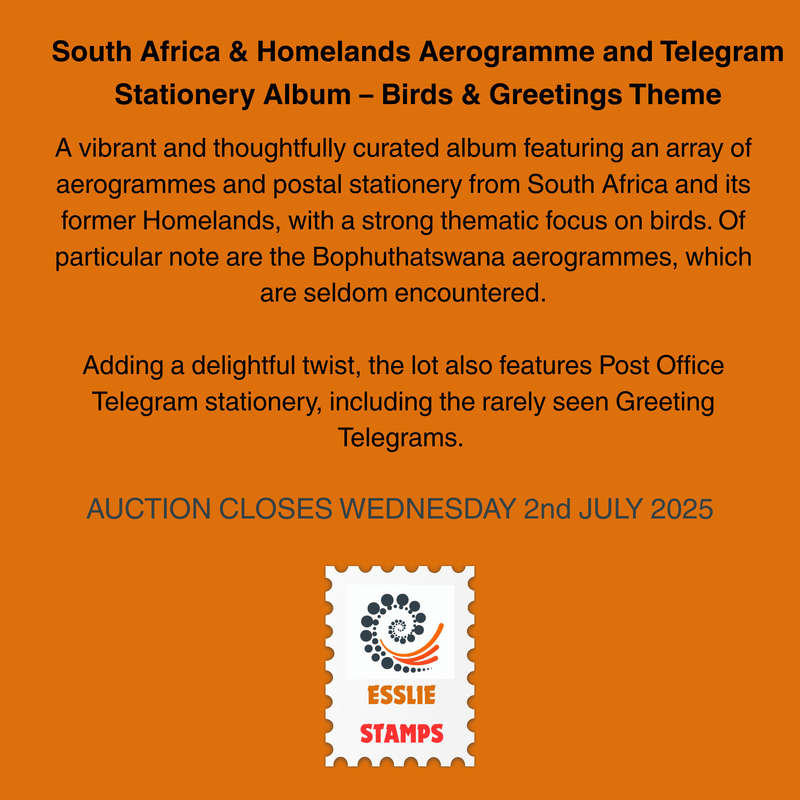 South Africa & Homelands Aerogramme and Telegram Stationery Album  Birds & Greetings Theme
