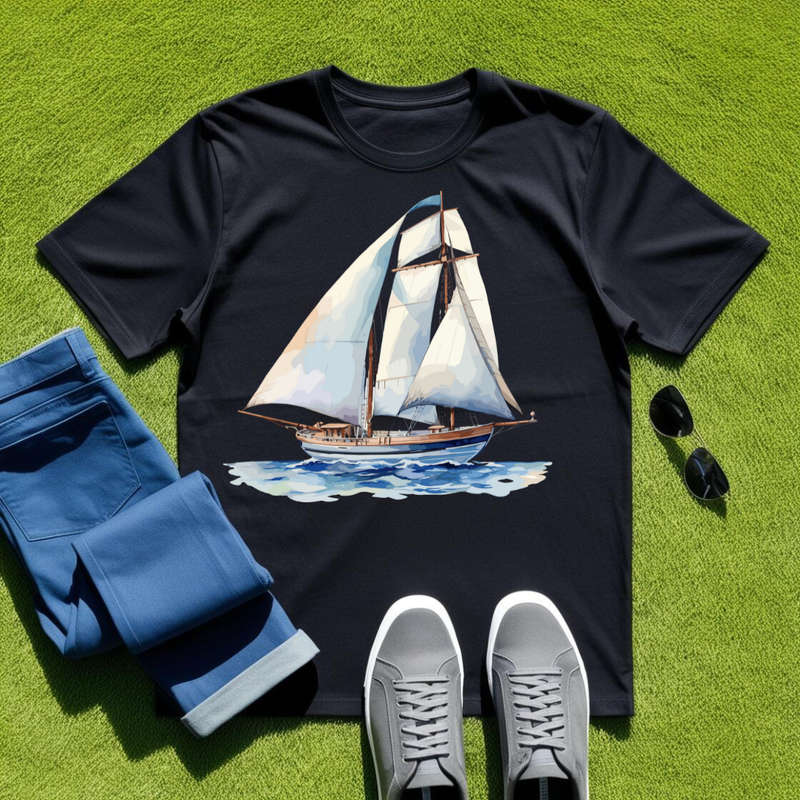 SAILBOAT SERENITY - Wind's Whisper - Unisex Crew Neck Tee