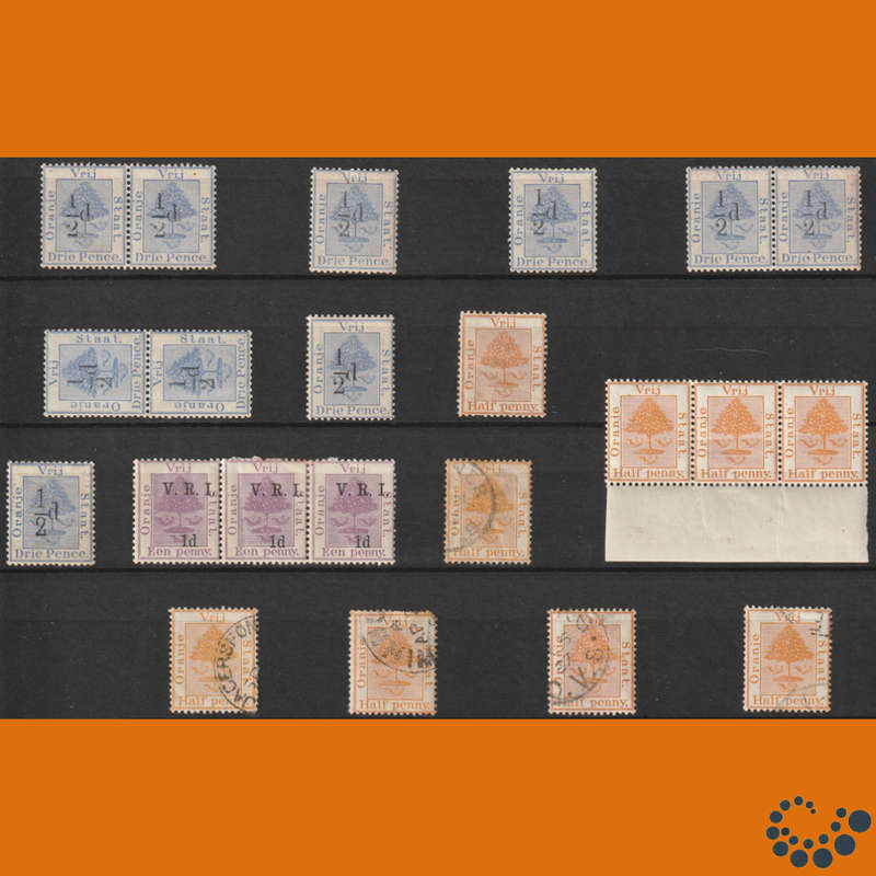 Orange Free State 1896 - 1900 -  Selection including VRI overprints 5 Images with backscans