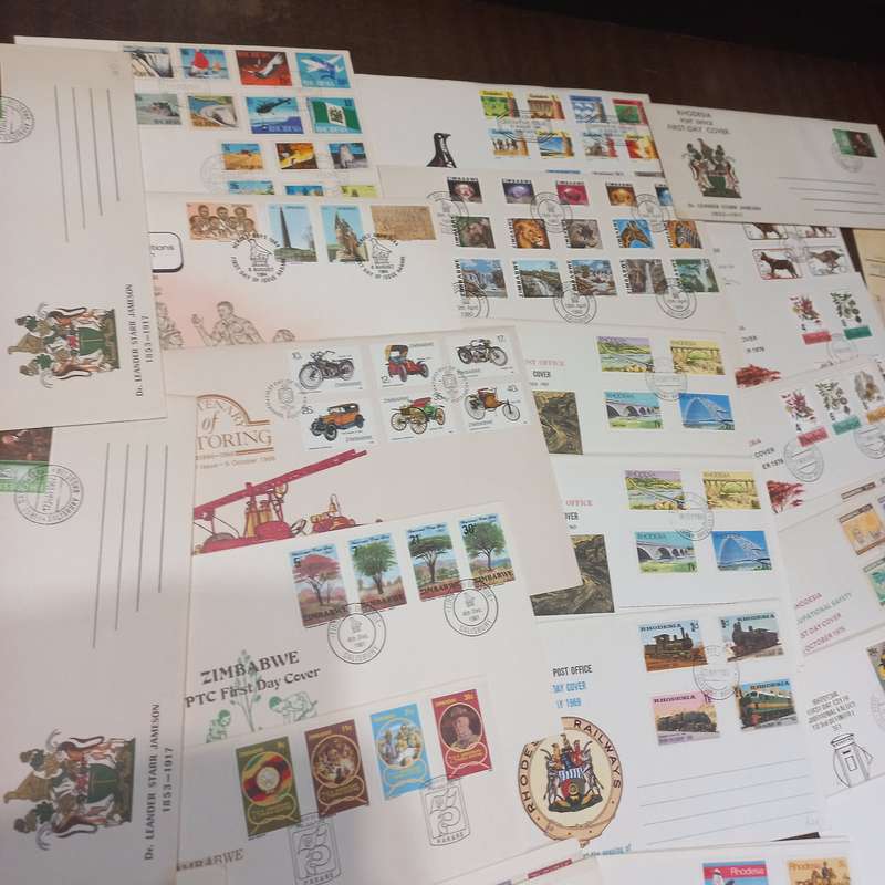 Collection of Rhodesia and Zimbabwe FDC's incl 40c Bundi Falls - Bulk Lot - R1 start