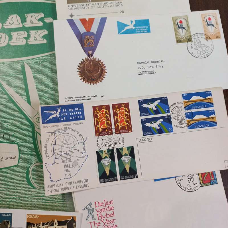 South African Postmarks in scrap album with early FDC's - R1 Start