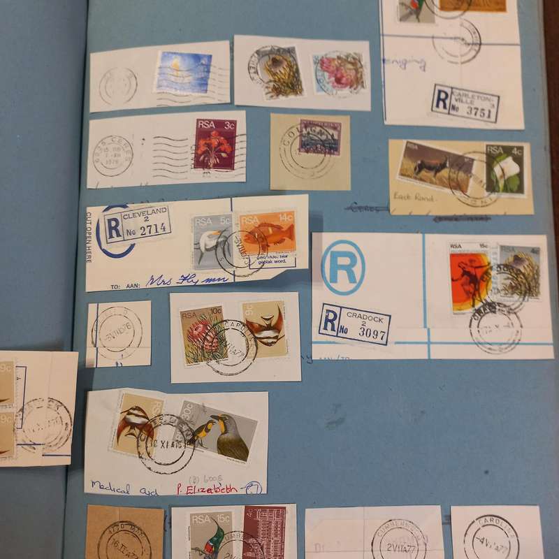 South African Postmarks in scrap album with early FDC's - R1 Start