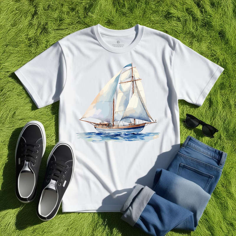 SAILBOAT SERENITY - Wind's Whisper - Unisex Crew Neck Tee