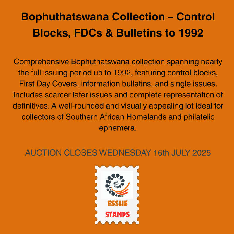 Bophuthatswana Collection  Control Blocks, FDCs & Bulletins to 1992