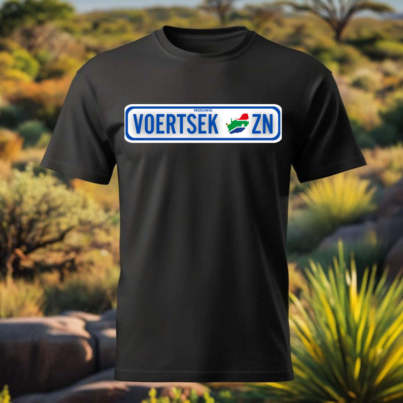 NUMBER PLATE - VOERTSEK - Show your SA Roots - Unisex Crew Neck Tee
