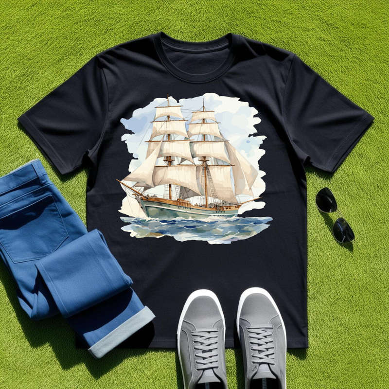 SAILBOAT SERENITY - Ocean Echo - Unisex Crew Neck Tee