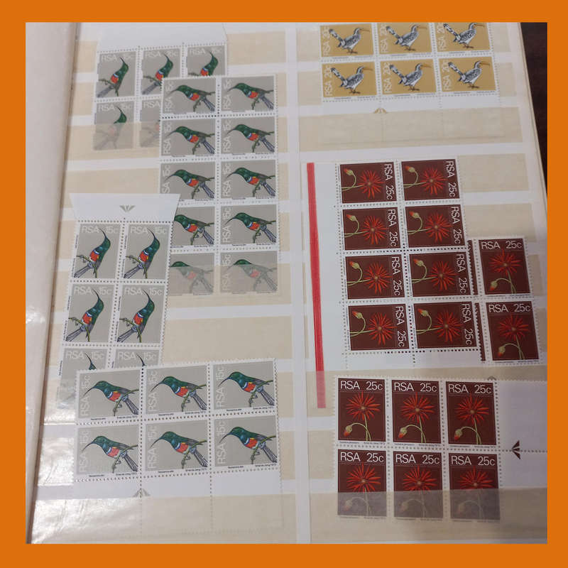 RSA 2nd Definitive (Flowers, Fish, Birds) 25 double-sided page album featuring control, arrow blocks