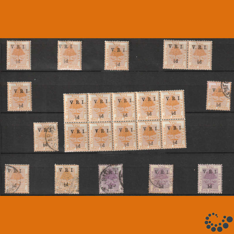 Orange Free State 1896 - 1900 -  Selection including VRI overprints 5 Images with backscans