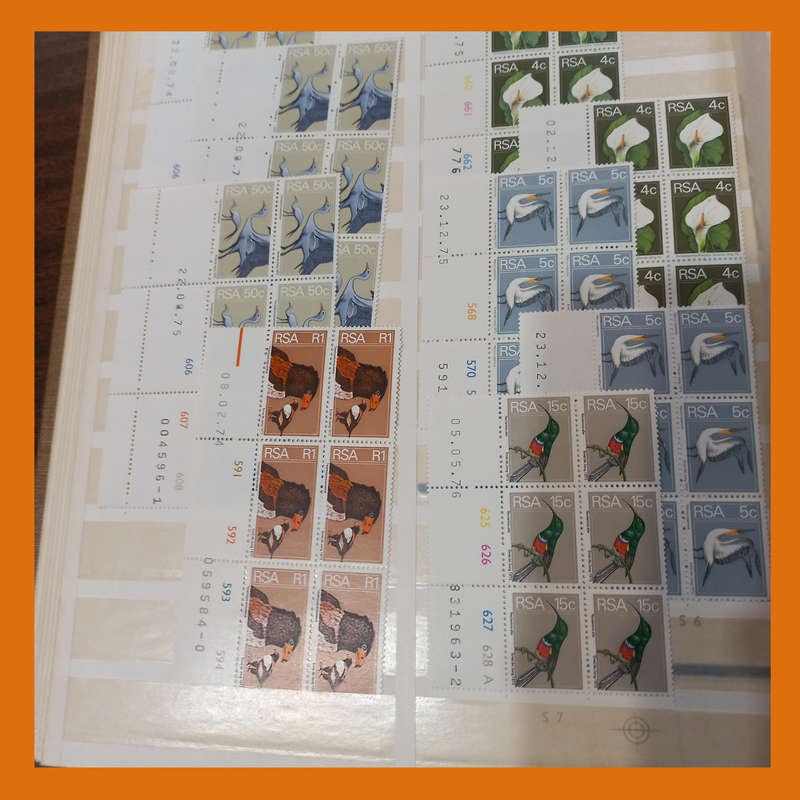 RSA 2nd Definitive (Flowers, Fish, Birds) 25 double-sided page album featuring control, arrow blocks