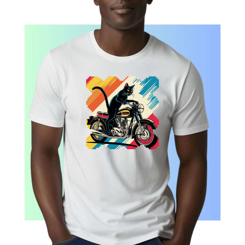 FELINE FAMILY - On a Mission with my Motorbike - Unisex Crew Neck Tee