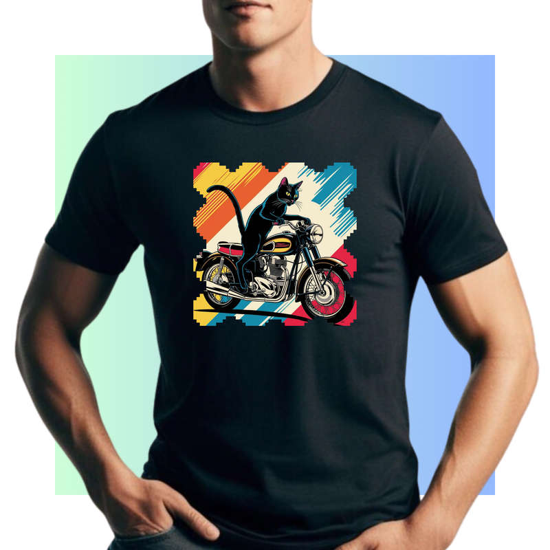 FELINE FAMILY - On a Mission with my Motorbike - Unisex Crew Neck Tee