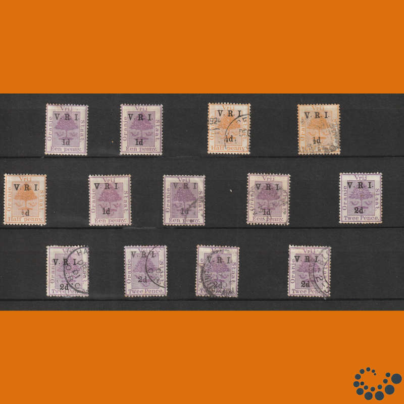 Orange Free State 1896 - 1900 -  Selection including VRI overprints 5 Images with backscans