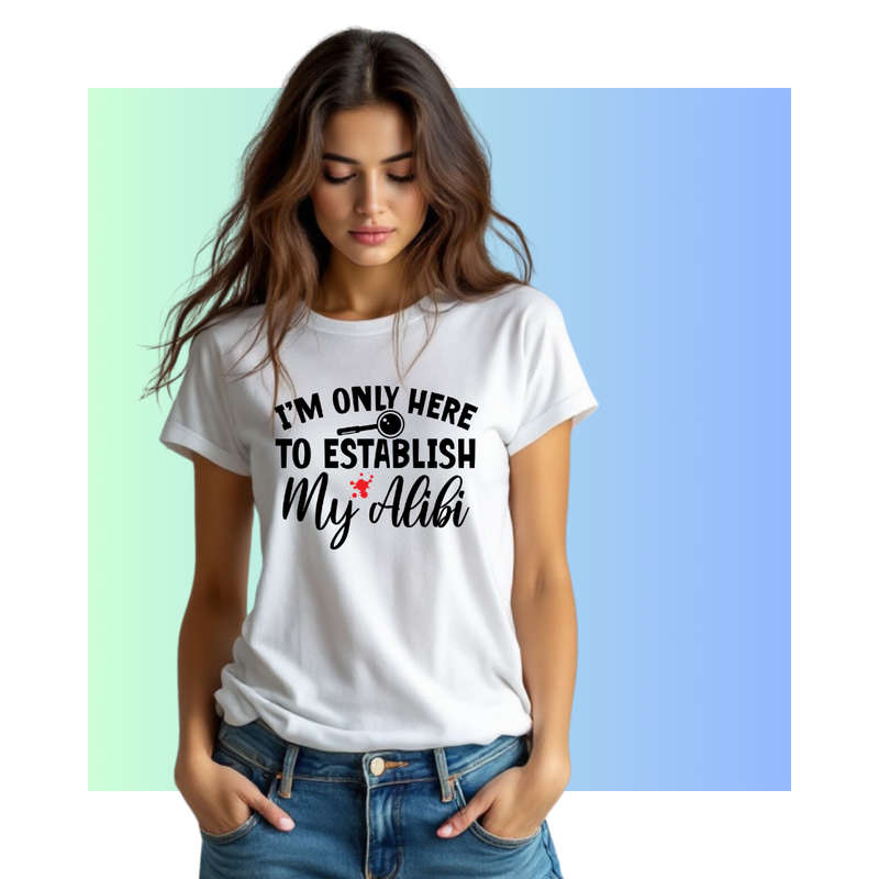 TRUE CRIME - Establish your Alibi with this mysterious Ladies Crew Neck Tee
