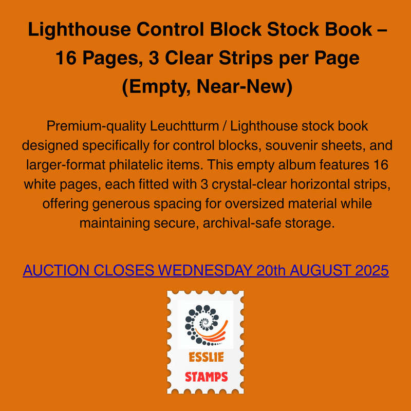 Lighthouse Control Block Stock Book  16 Pages, 3 Clear Strips per Page (Empty, Near-New)