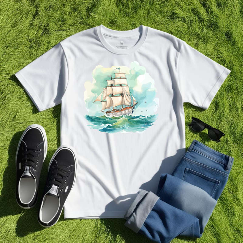 SAILBOAT SERENITY - Breezy Bliss - Unisex Crew Neck Tee