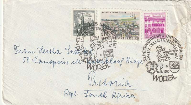 Austria Cover - 1957 1965 - Slogan Internationales Unterinntaler Philatelistentreffen WORGL Buildin