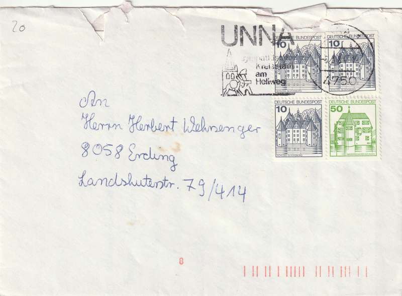 Germany Federal Cover - 1977 - Definitive Castles Glucksburg Neuschwanstein Slohan Unna Donkey