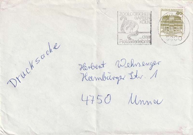 Germany Federal Cover - 1977 1979 - Castles Definitive Wilhelmsthal Slogan Zoologischer Garten Koln