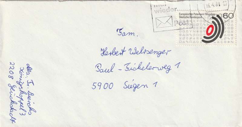 Germany Federal Cover - 1981 - European Patent Office Centenary
