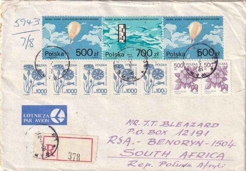 Romania Cover - 1990 1989 - Polish Meteorological Service Flowers Wild Rose Blue Corn Flower Kozlow