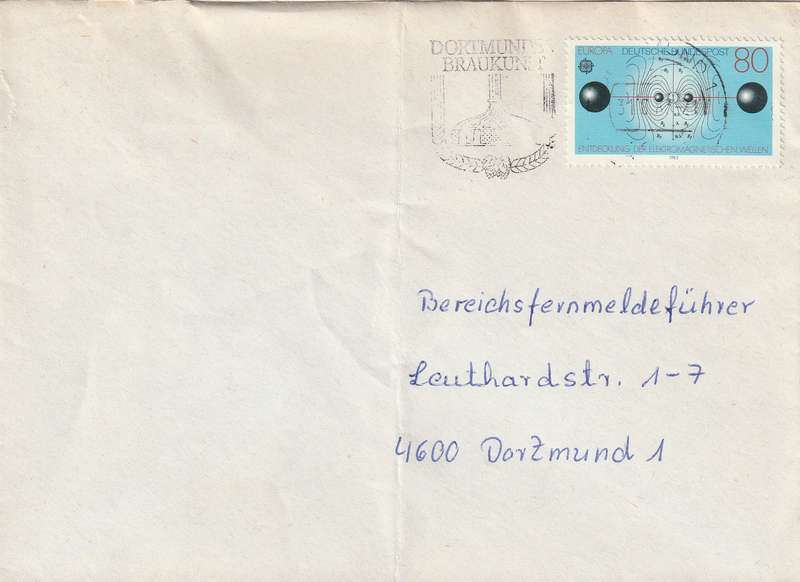 Germany Federal Cover - 1983 - Europa Electromagnetic waves Heinrich Hertz Slogan Dortmunde Braukun