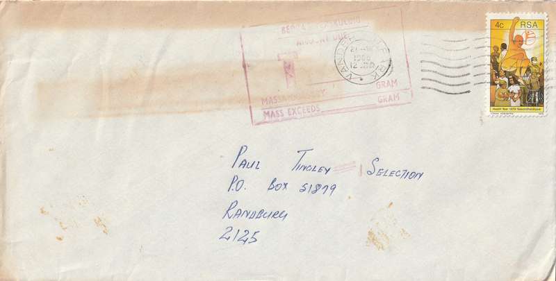 South Africa Cover - 1979 1980 - Health Year Insufficient Postage