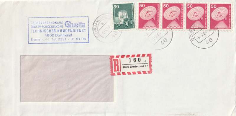 Germany Federal Cover Registered - 1975 - Tractor Radar station Dortmund